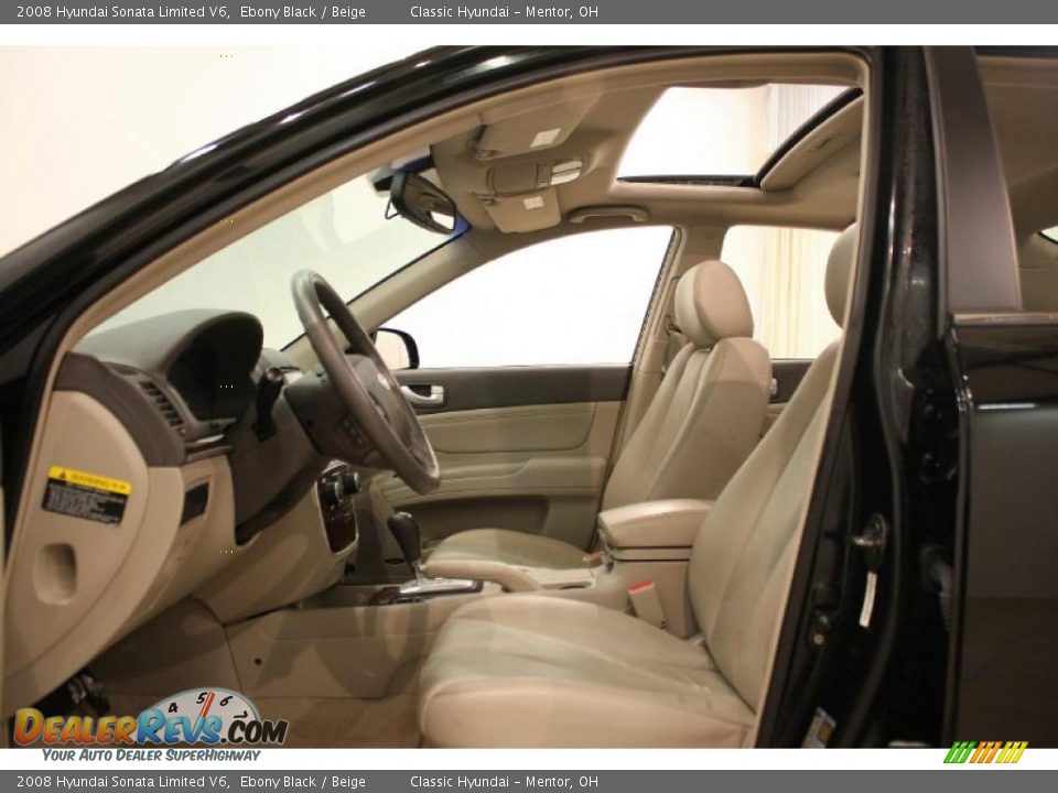 2008 Hyundai Sonata Limited V6 Ebony Black / Beige Photo #10