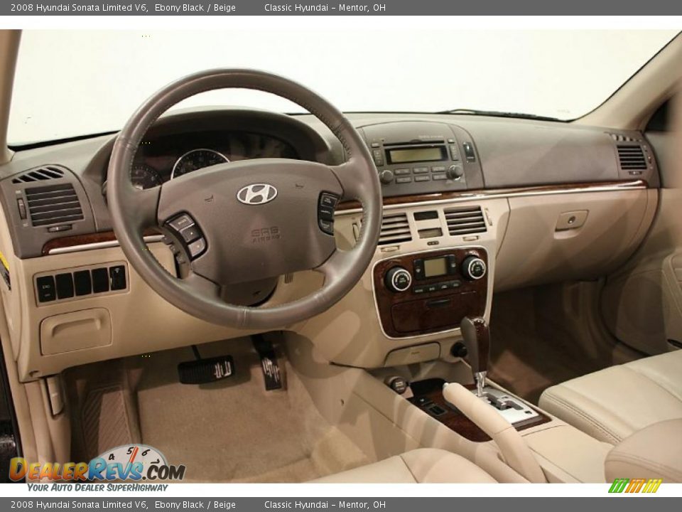 2008 Hyundai Sonata Limited V6 Ebony Black / Beige Photo #12