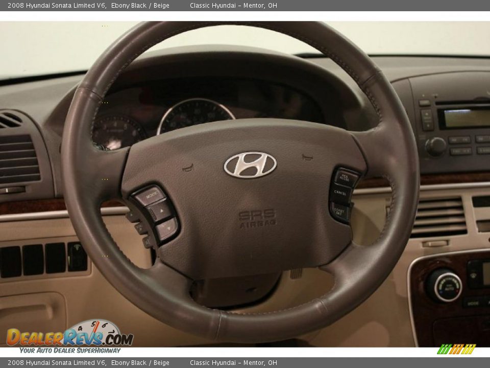 2008 Hyundai Sonata Limited V6 Ebony Black / Beige Photo #13