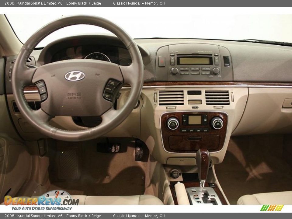 2008 Hyundai Sonata Limited V6 Ebony Black / Beige Photo #22