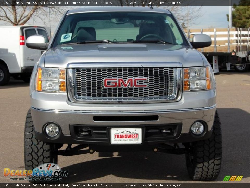 2011 GMC Sierra 1500 SLT Crew Cab 4x4 Pure Silver Metallic / Ebony Photo #9