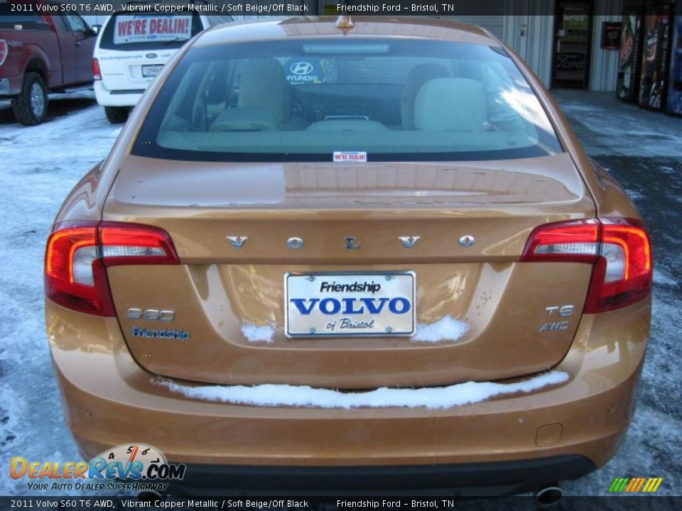 2011 Volvo S60 T6 AWD Vibrant Copper Metallic / Soft Beige/Off Black Photo #6