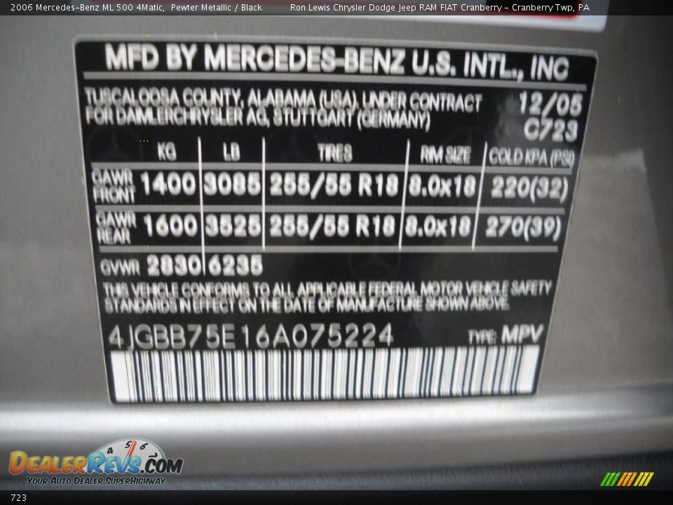 Mercedes-Benz Color Code 723 Pewter Metallic