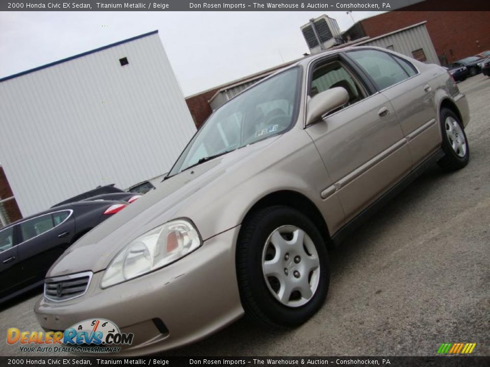 2000 Honda Civic EX Sedan Titanium Metallic / Beige Photo #1