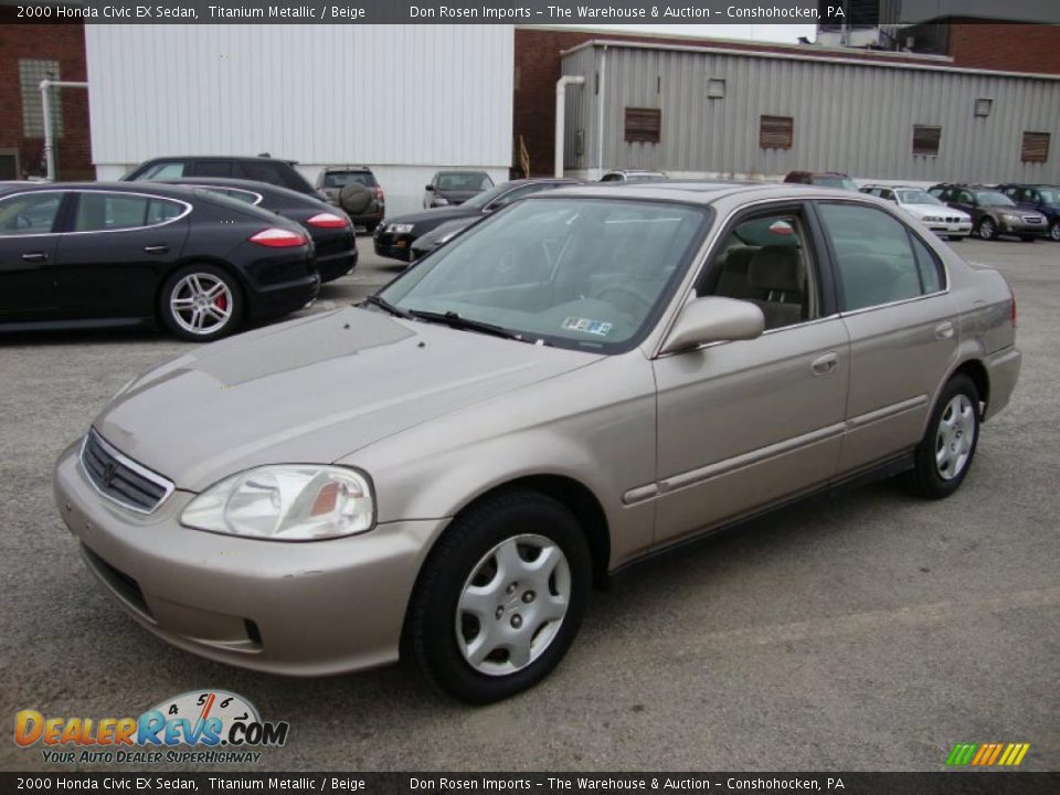 2000 Honda Civic EX Sedan Titanium Metallic / Beige Photo #2