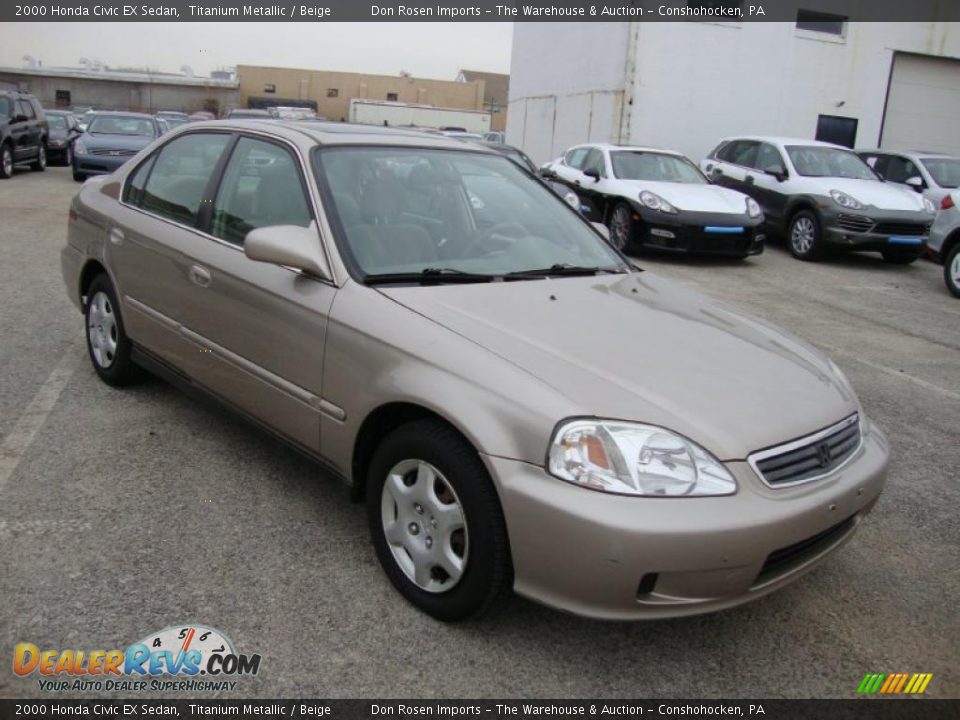 2000 Honda Civic EX Sedan Titanium Metallic / Beige Photo #4