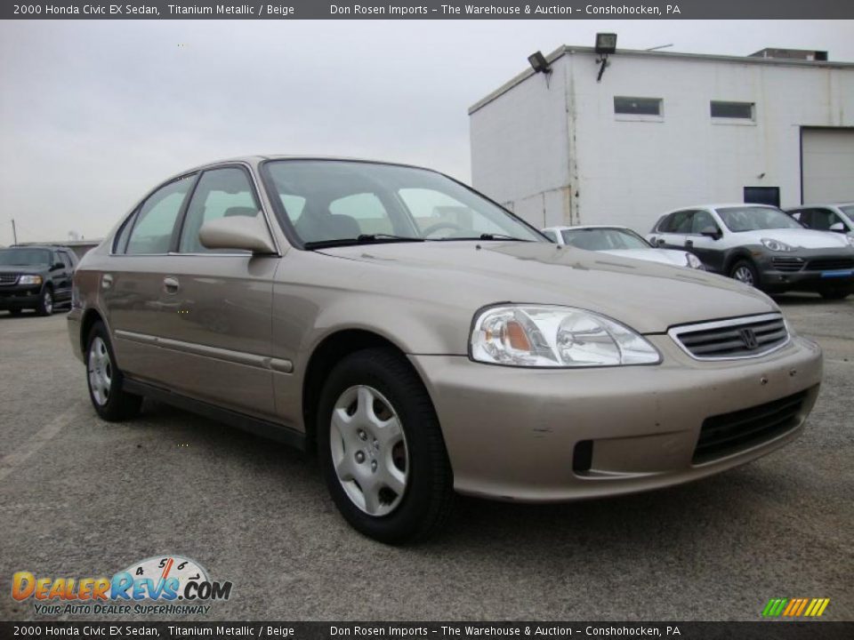 2000 Honda Civic EX Sedan Titanium Metallic / Beige Photo #5