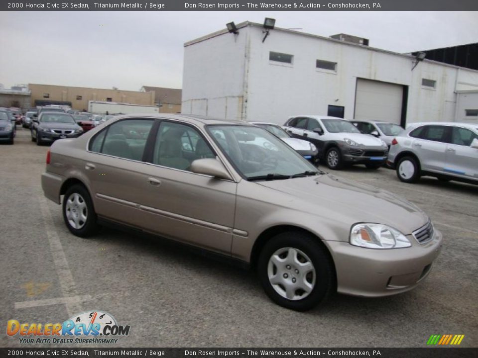 2000 Honda Civic EX Sedan Titanium Metallic / Beige Photo #6