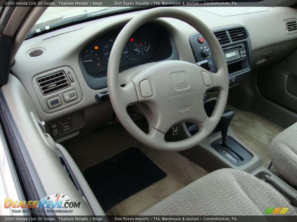 2000 Honda Civic EX Sedan Titanium Metallic / Beige Photo #12