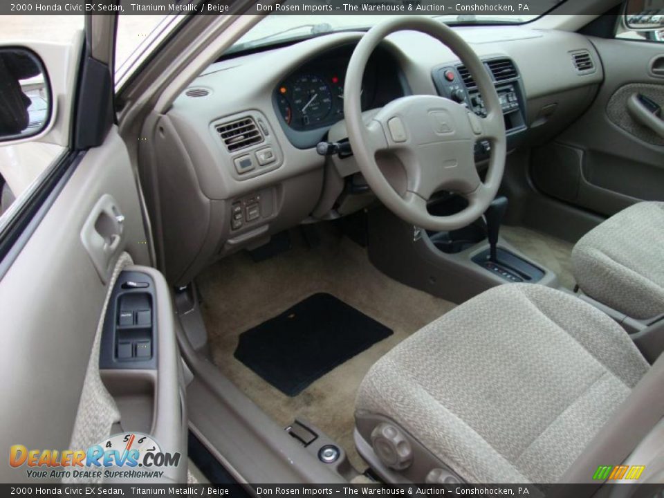 2000 Honda Civic EX Sedan Titanium Metallic / Beige Photo #13