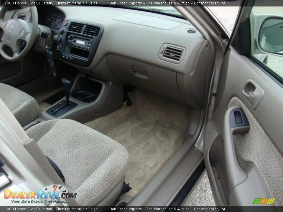 2000 Honda Civic EX Sedan Titanium Metallic / Beige Photo #18