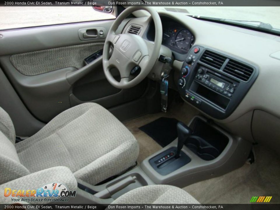 2000 Honda Civic EX Sedan Titanium Metallic / Beige Photo #19