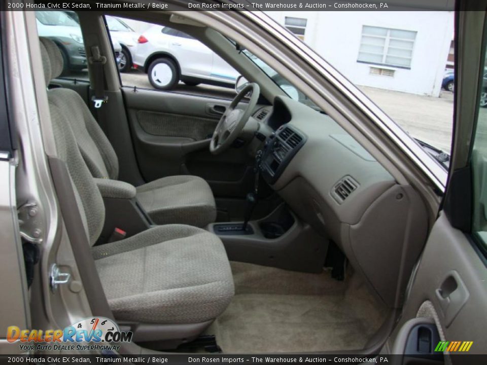 2000 Honda Civic EX Sedan Titanium Metallic / Beige Photo #20