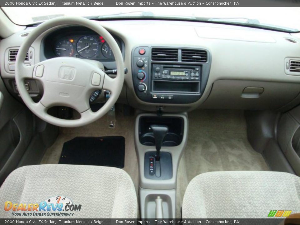 2000 Honda Civic EX Sedan Titanium Metallic / Beige Photo #28
