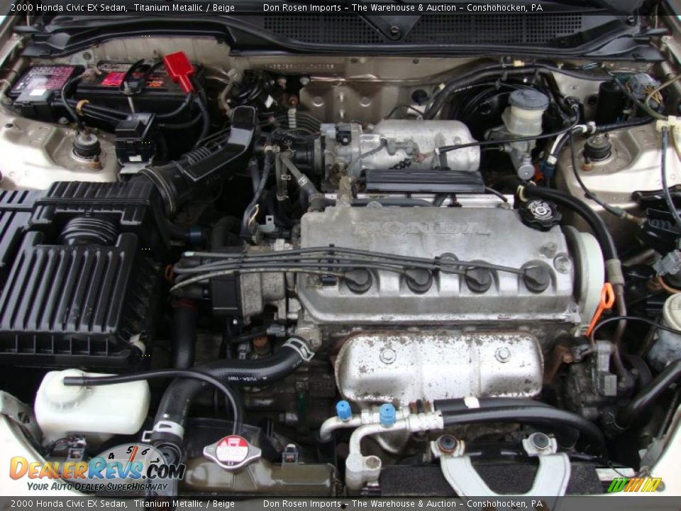 2000 Honda Civic EX Sedan Titanium Metallic / Beige Photo #36