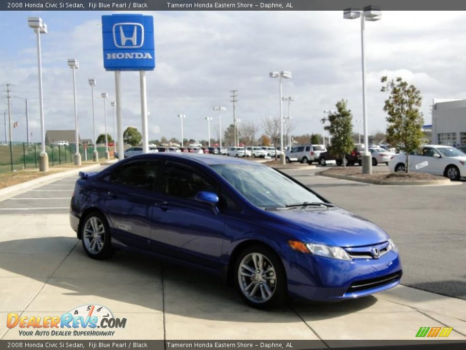 2008 Honda Civic Si Sedan Fiji Blue Pearl / Black Photo #3