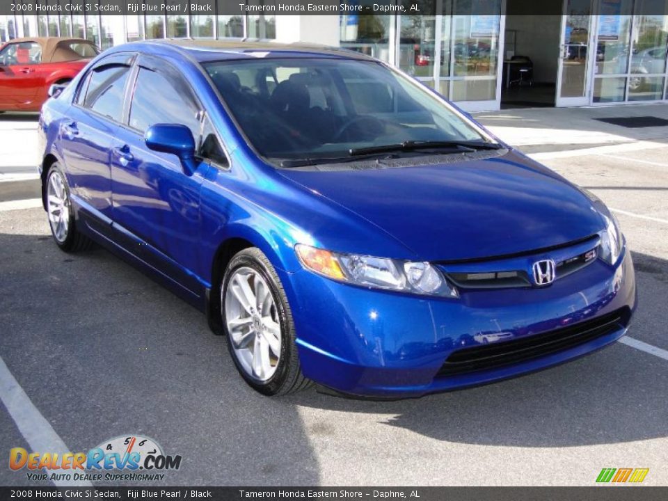 2008 Honda Civic Si Sedan Fiji Blue Pearl / Black Photo #35