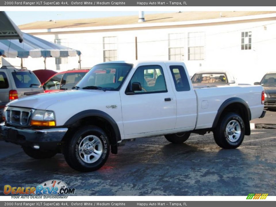 2000 Ford Ranger XLT SuperCab 4x4 Oxford White / Medium Graphite Photo #2
