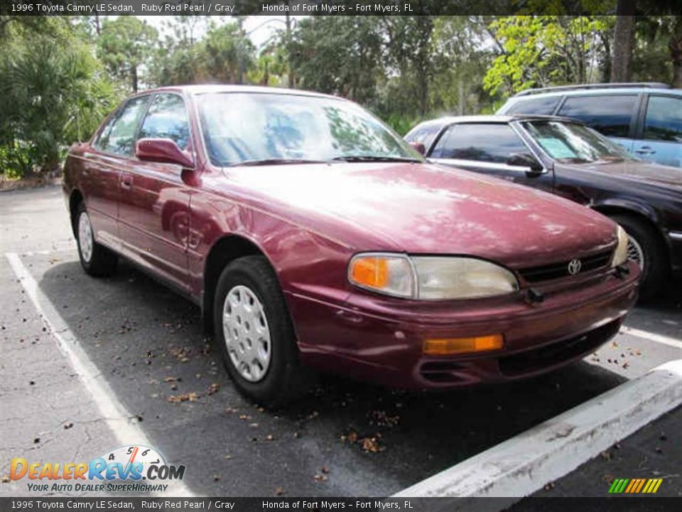 1996 Toyota Camry LE Sedan Ruby Red Pearl / Gray Photo #1