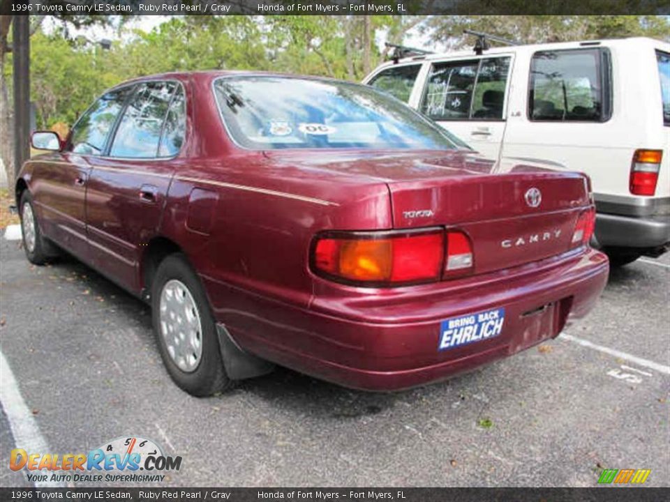 1996 Toyota Camry LE Sedan Ruby Red Pearl / Gray Photo #4