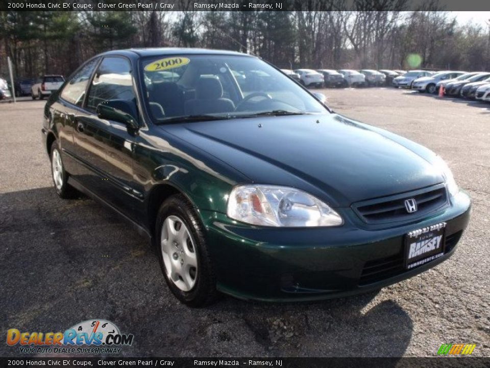 2000 Honda Civic EX Coupe Clover Green Pearl / Gray Photo #2