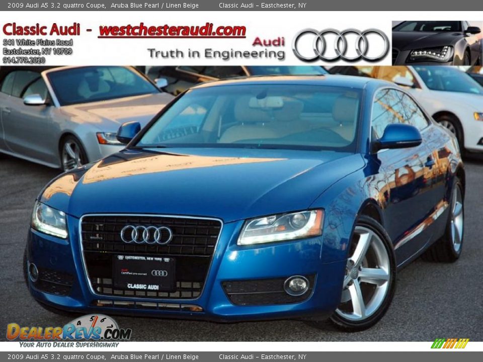 2009 Audi A5 3.2 quattro Coupe Aruba Blue Pearl / Linen Beige Photo #1