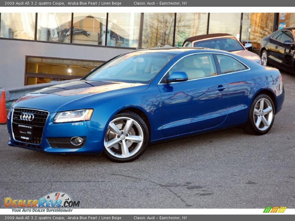 2009 Audi A5 3.2 quattro Coupe Aruba Blue Pearl / Linen Beige Photo #2