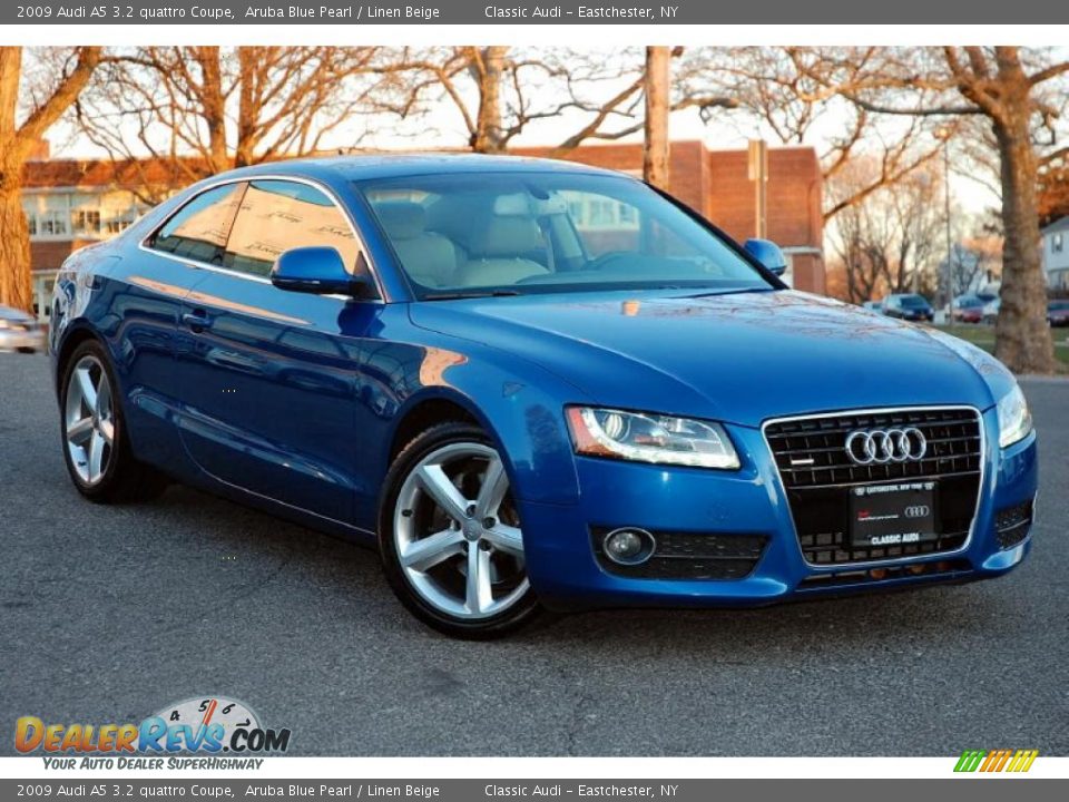 2009 Audi A5 3.2 quattro Coupe Aruba Blue Pearl / Linen Beige Photo #7