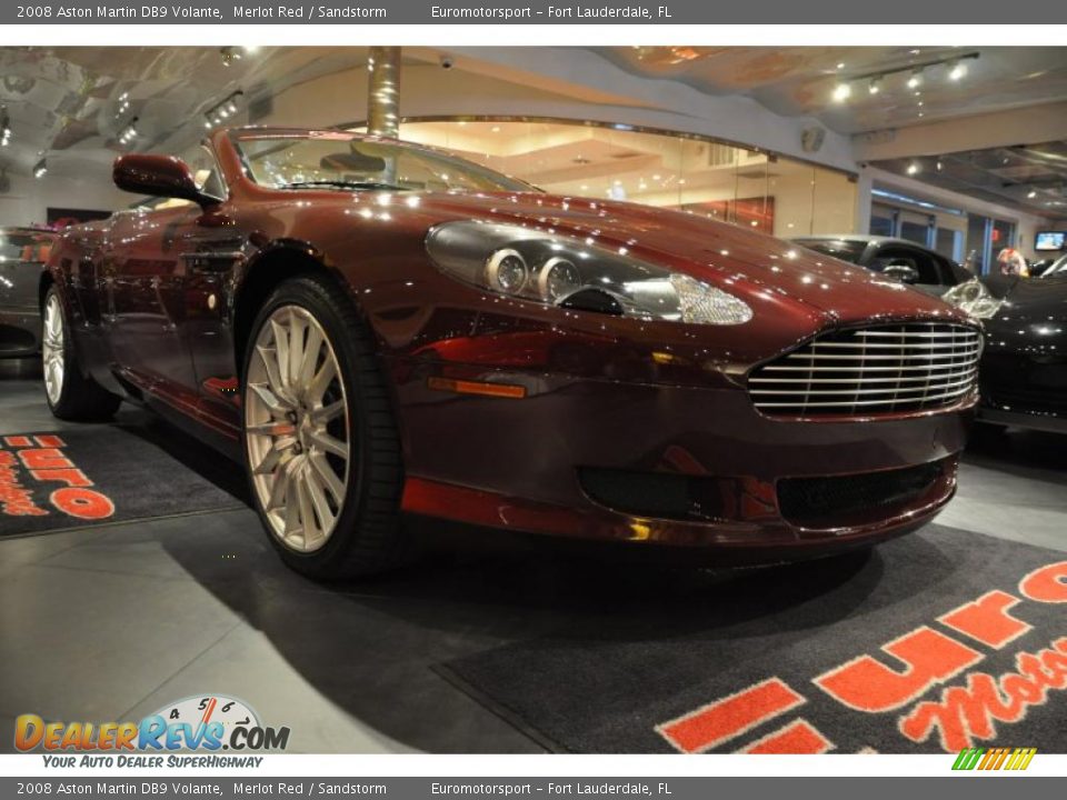 2008 Aston Martin DB9 Volante Merlot Red / Sandstorm Photo #2