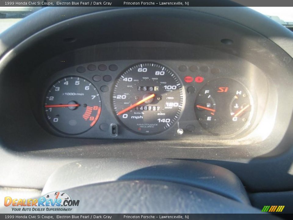 1999 Honda Civic Si Coupe Electron Blue Pearl / Dark Gray Photo #11
