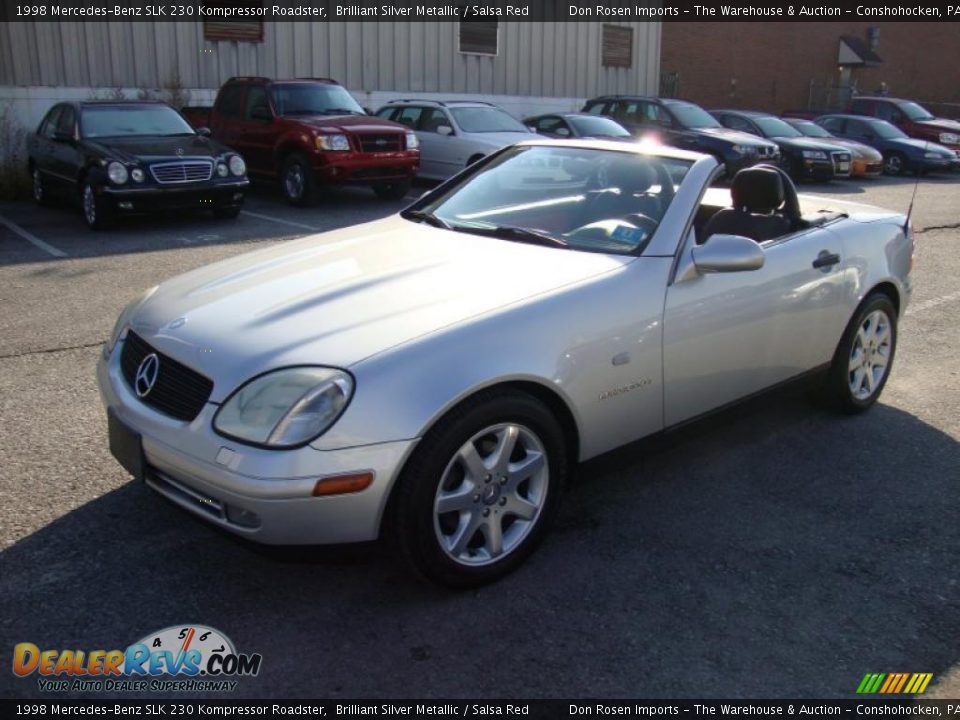 1998 Mercedes-Benz SLK 230 Kompressor Roadster Brilliant Silver Metallic / Salsa Red Photo #2