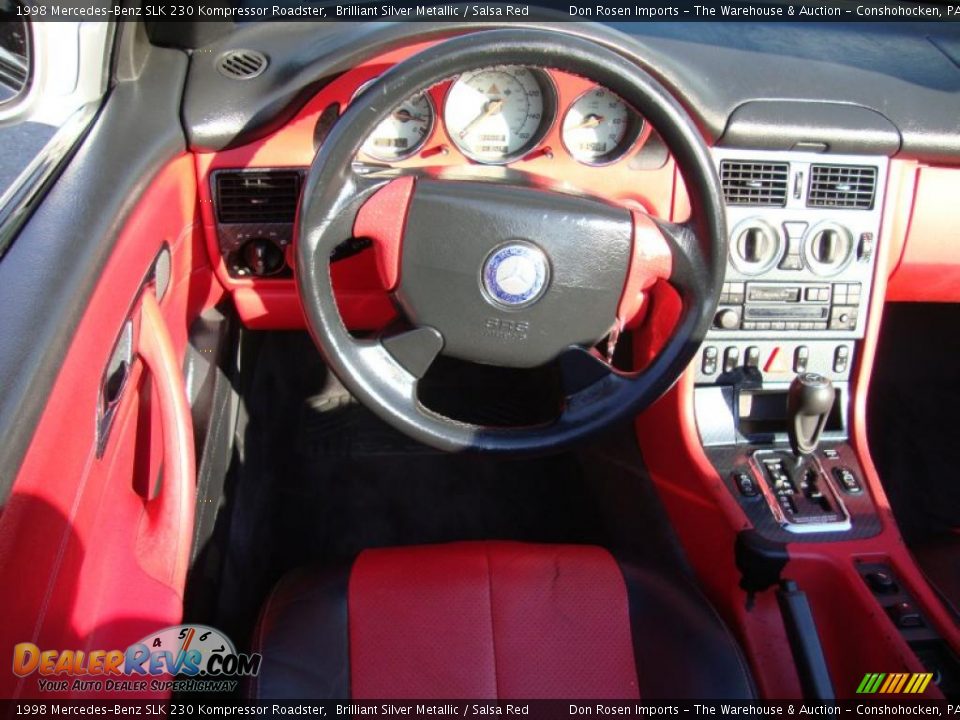 1998 Mercedes-Benz SLK 230 Kompressor Roadster Brilliant Silver Metallic / Salsa Red Photo #35