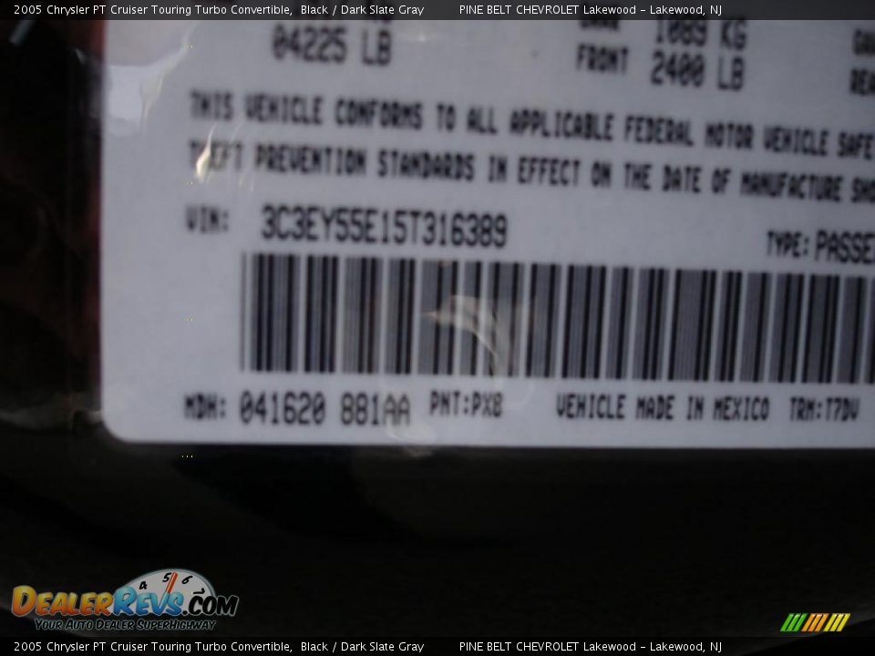 2005 Chrysler PT Cruiser Touring Turbo Convertible Black / Dark Slate Gray Photo #18
