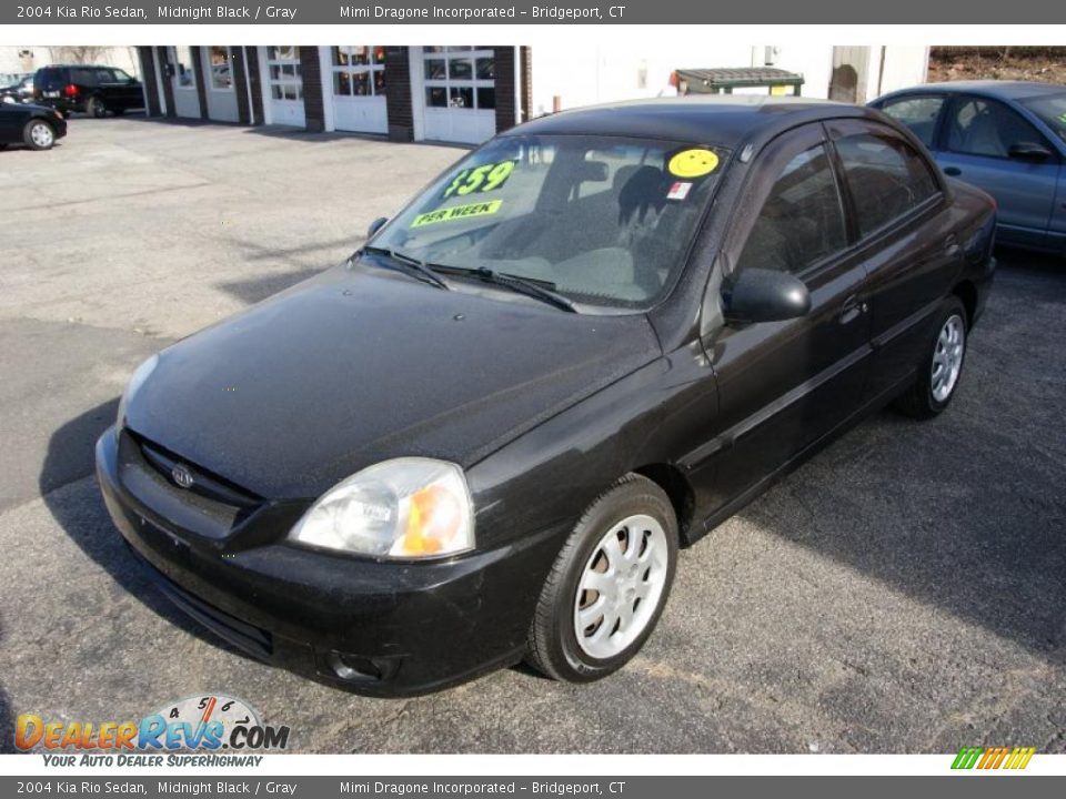 2004 Kia Rio Sedan Midnight Black / Gray Photo #1