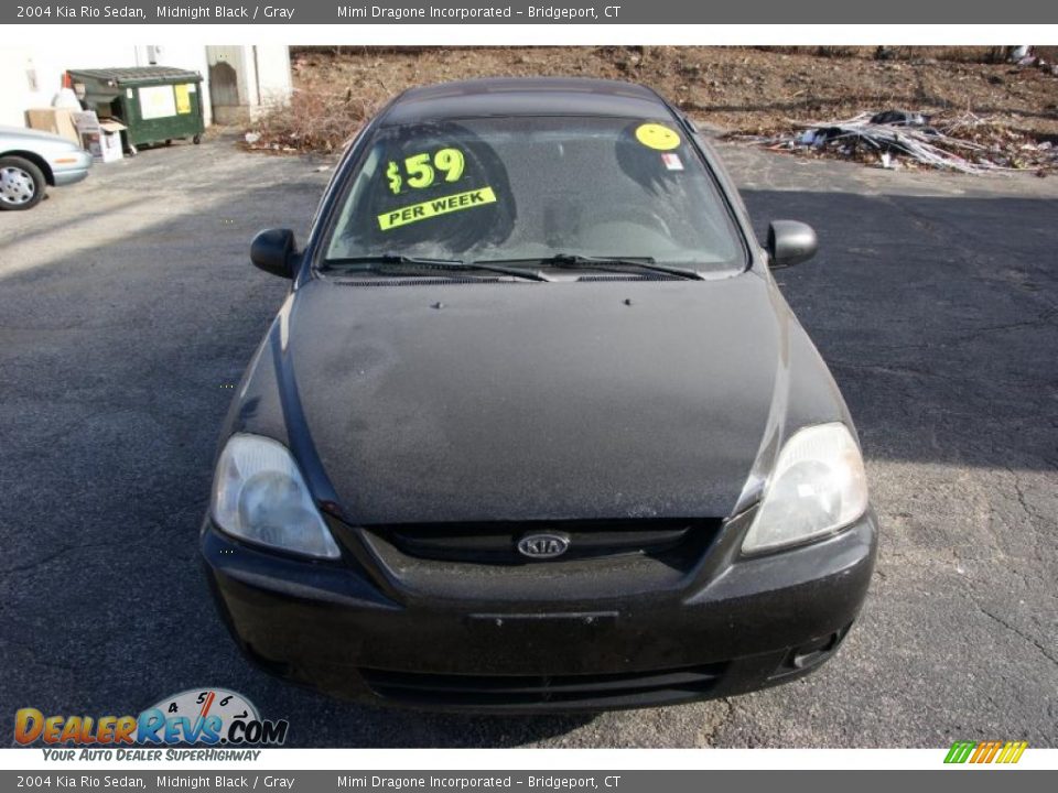 2004 Kia Rio Sedan Midnight Black / Gray Photo #2