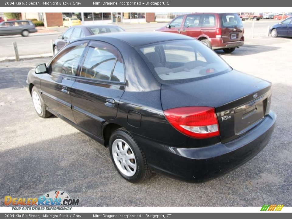 2004 Kia Rio Sedan Midnight Black / Gray Photo #6