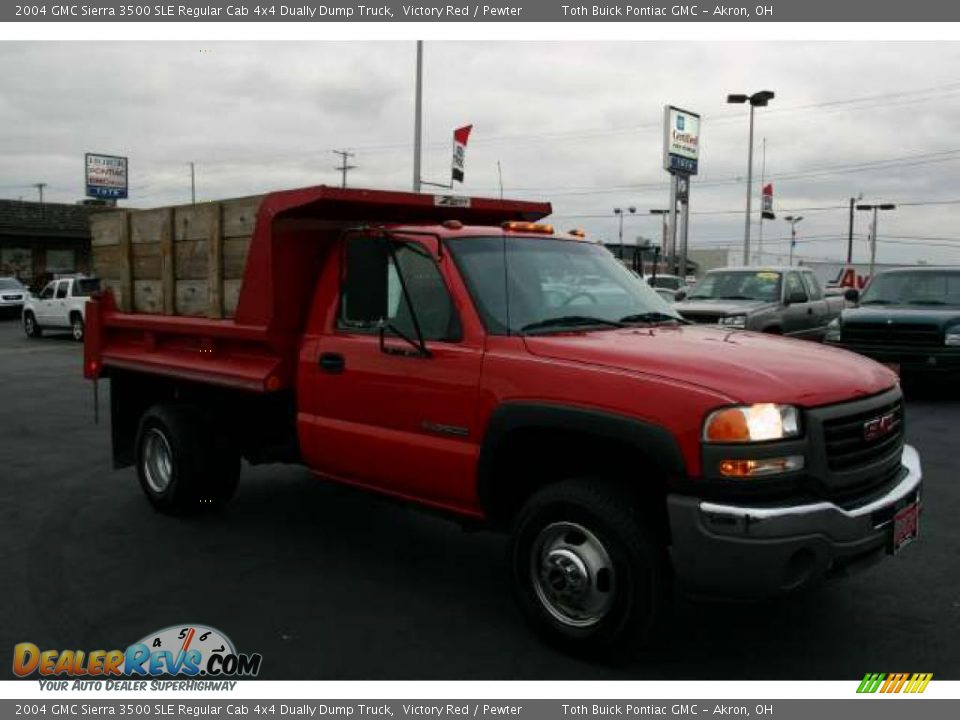 2004 GMC Sierra 3500 SLE Regular Cab 4x4 Dually Dump Truck Victory Red / Pewter Photo #1