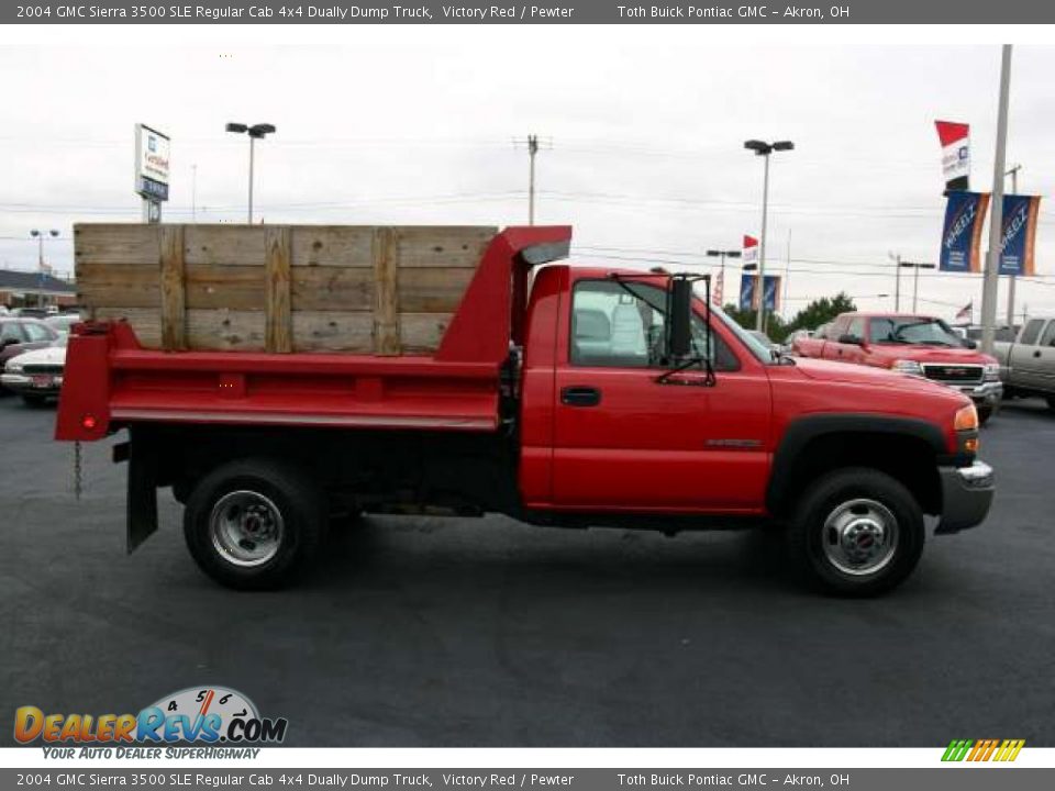 2004 GMC Sierra 3500 SLE Regular Cab 4x4 Dually Dump Truck Victory Red / Pewter Photo #2