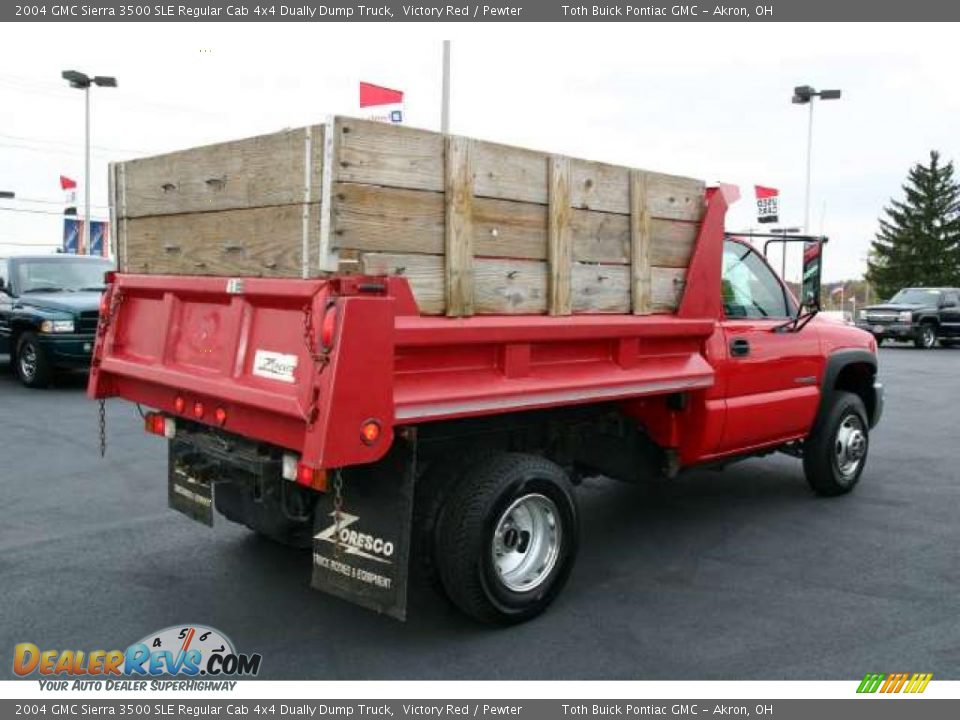 2004 GMC Sierra 3500 SLE Regular Cab 4x4 Dually Dump Truck Victory Red / Pewter Photo #3