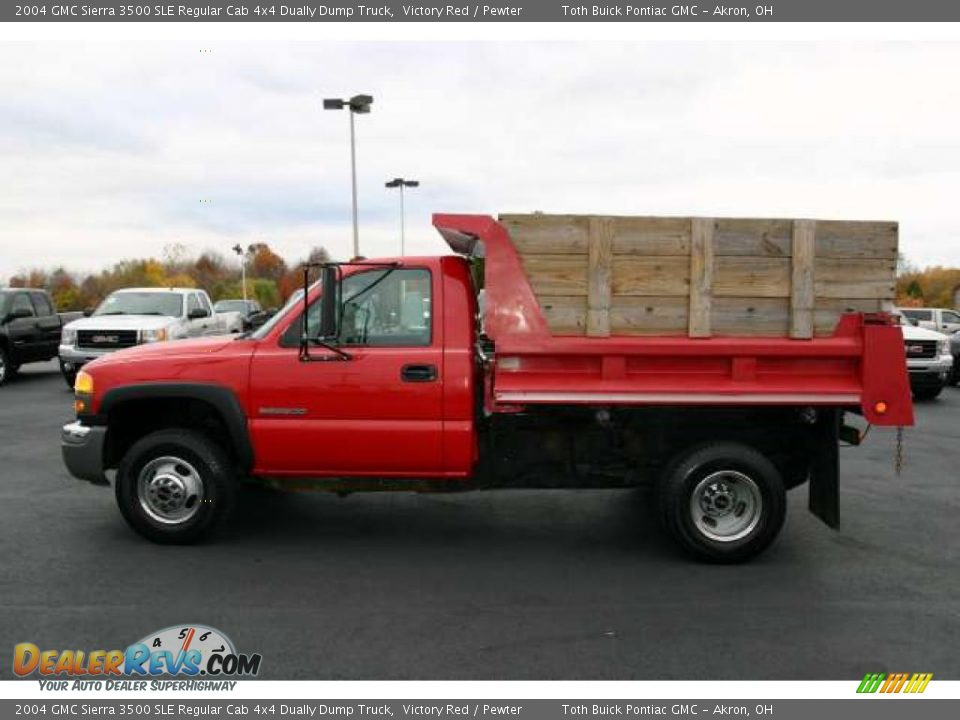 Victory Red 2004 GMC Sierra 3500 SLE Regular Cab 4x4 Dually Dump Truck Photo #5