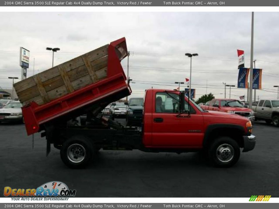 2004 GMC Sierra 3500 SLE Regular Cab 4x4 Dually Dump Truck Victory Red / Pewter Photo #8