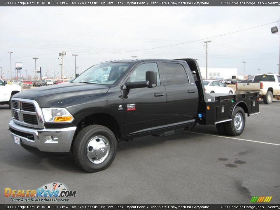 2011 Dodge Ram 3500 HD SLT Crew Cab 4x4 Chassis Brilliant Black Crystal Pearl / Dark Slate Gray/Medium Graystone Photo #1