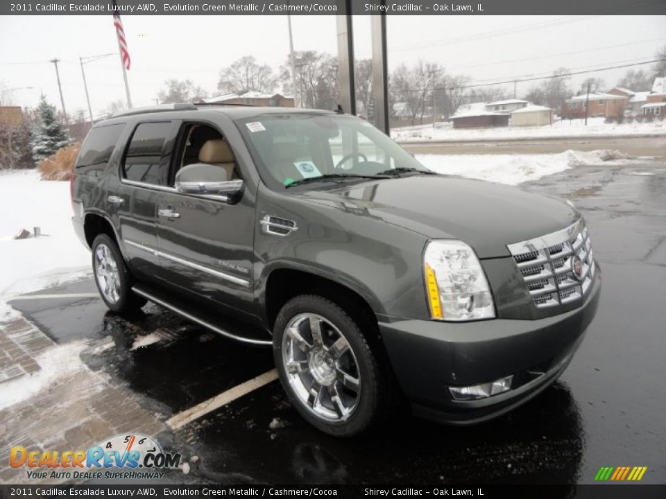 2011 Cadillac Escalade Luxury AWD Evolution Green Metallic / Cashmere/Cocoa Photo #3