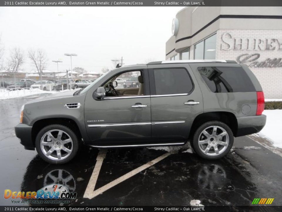 2011 Cadillac Escalade Luxury AWD Evolution Green Metallic / Cashmere/Cocoa Photo #4