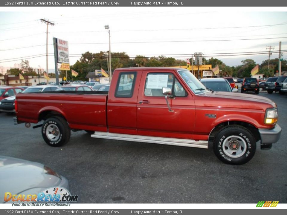 1992 Ford F150 Extended Cab Electric Current Red Pearl / Grey Photo #3