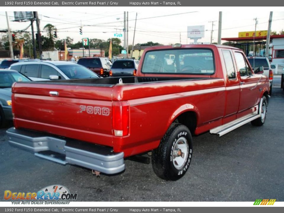 1992 Ford F150 Extended Cab Electric Current Red Pearl / Grey Photo #7