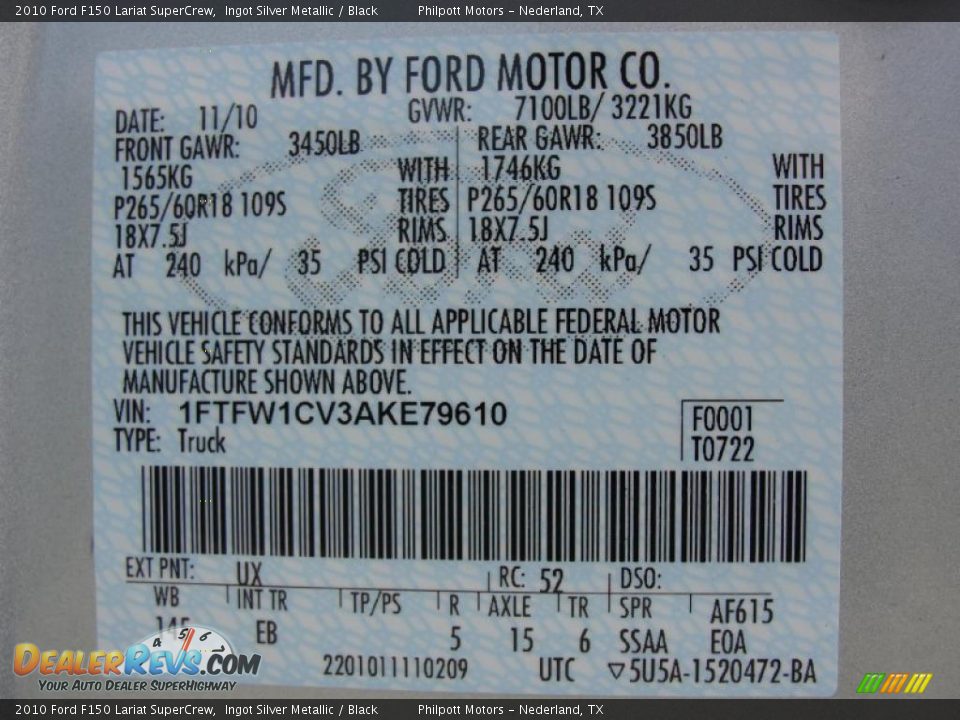 2010 Ford F150 Lariat SuperCrew Ingot Silver Metallic / Black Photo #33