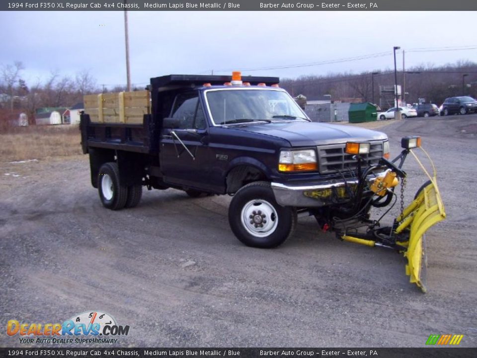 1994 Ford F350 XL Regular Cab 4x4 Chassis Medium Lapis Blue Metallic / Blue Photo #3