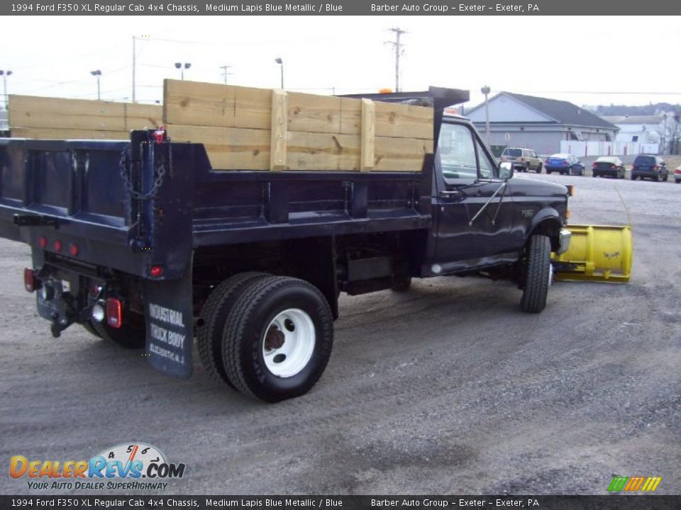 1994 Ford F350 XL Regular Cab 4x4 Chassis Medium Lapis Blue Metallic / Blue Photo #4