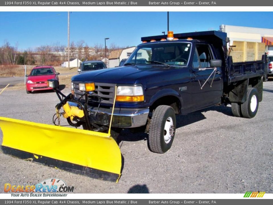 1994 Ford F350 XL Regular Cab 4x4 Chassis Medium Lapis Blue Metallic / Blue Photo #13